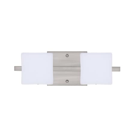 Besa Lighting Alex Vanity, Opal Matte, Satin Nickel Finish, 2x5W LED 2WS-773507-LED-SN